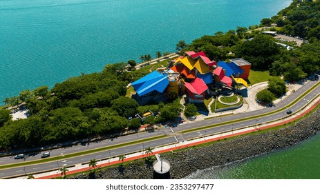 Biomuseo, aerial view, panama city, culture, art, nature conservation, panama canal
