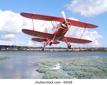 Biplane doing stunts. Best for web use or smaller scale.
