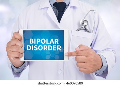 BIPOLAR DISORDER Doctor Holding  Digital Tablet