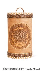 Birch Bark Box Over White Background 