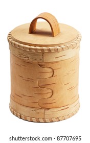 Birch Bark Box Over White Background