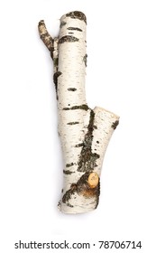 Birch Log Isolated On White.