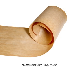 Birch wood veneer on a roll