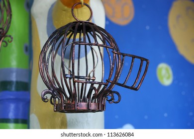 bird cage used as a decoration of the interior