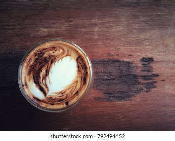 Bird Eye View Coffee on a Wood Background