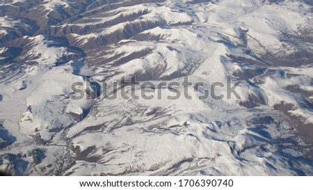 Bird eye view of snow capped mountain