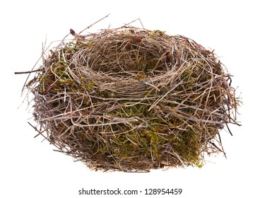 Bird Nest Empty Isolated On White