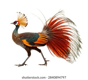 Bird Of Paradise Standing Dramatically With E Isolated On White Background
