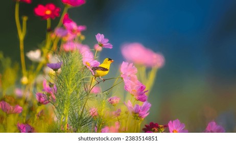 a bird is sitting on a beautiful flower stalk - Powered by Shutterstock