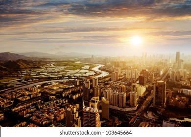 Bird View At City Of Shenzhen China