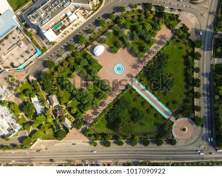 Bird view is the emancipation park in new Kingston Jamaica