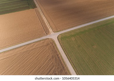 bird view of fields in springtime