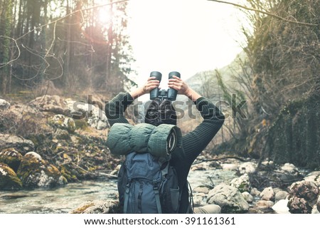 bird watching in the forest