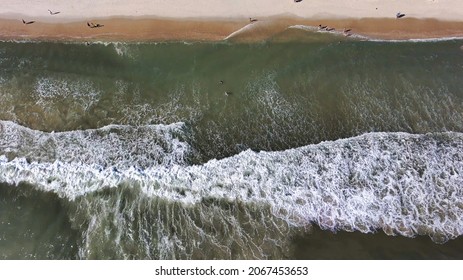 Bird-eye View Of Waves At Robert Moses Beach 