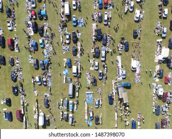 Birds Eye Aerial Photography Of A Car Boot Sale Market