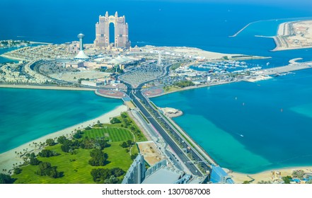 Bird's eye and aerial view of Abu Dhabi city from observation deck - Powered by Shutterstock