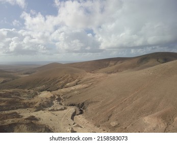 Birds Eye Shot Of Desert Hills In Spain