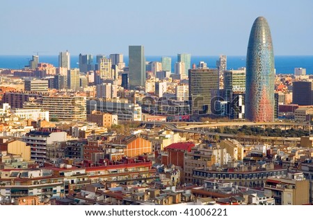 Bird's eye view of the Agbar Tower in Barcelona (Spain)