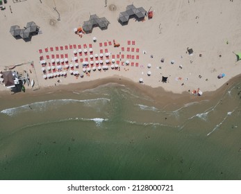 The Bird's Eye View Of The Beach In Tel Aviv  Israel 