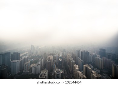 A Bird's Eye View Of City At Dusk