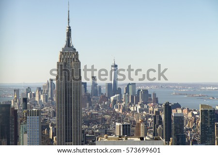 Bird's eye view of Lower Manhattan in New York City