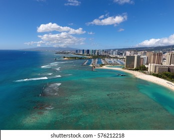 A Bird's Eye View Of The North Side Of Waikiki Beach, Hawaii. 