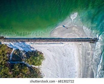 Birds Eye View Of Pier On The Ana Maria Island In Sarasota Florida