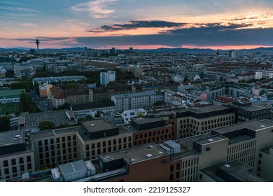 Bird's Eye View Of The Skyline Of Vienna At Sunset In Autumn