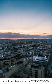 Bird's Eye View Of The Skyline Of Vienna At Sunset In Autumn