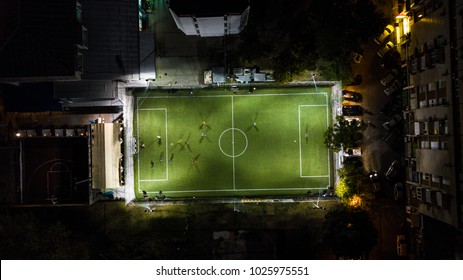 Birds eye view of a soccer / football court