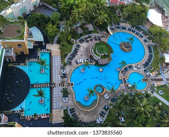 Birds eye view of the swimming pool. - Shutterstock ID 1373835560