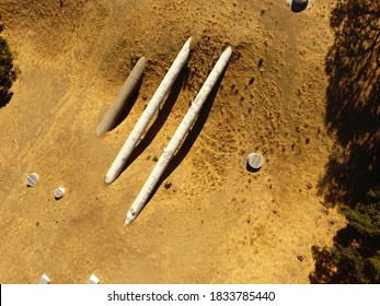 Birds Eye View Of A Visible Section Of Buried Water Pipeline Taken By Drone