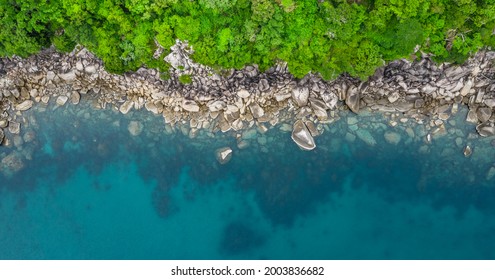 Birdseye View Of Coastal Patterns No People With Copy Space