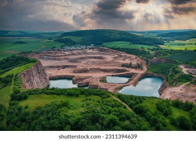 Bird's-eye view of a quarry near Neu Bamberg - Germany in Rhineland-Palatinate