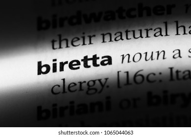 Biretta Word In A Dictionary. Biretta Concept.