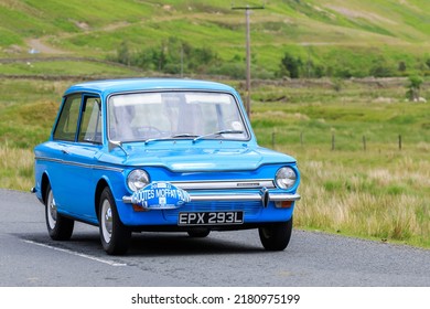 Birkhill, Scotland - JUNE 25, 2022:  1972 Hillman Super Imp car in a classic car rally en route towards the town of Moffat, Dumfries and Galloway
