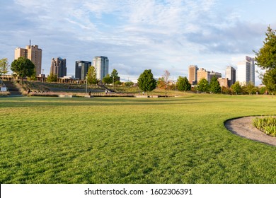 Birmingham, AL - October 7, 2019: City skyline of Birmingham from Railroad Park
