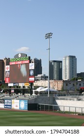 Birmingham, AL / USA - April 8, 2019: The Birmingham Barons play at Regions Field and are the minor league team for the Chicago White Sox