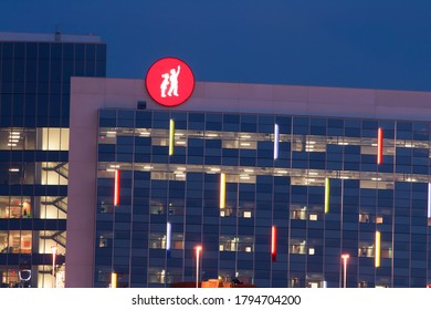 Birmingham, AL / USA - September 7, 2018: Close-Up And Zoomed In View Of Childrens Hospital Logo In The Medical District Of The City.