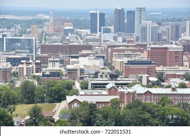BIRMINGHAM, ALABAMA - JUL 23: View of Birmingham, Alabama, from Vulcan Park, as seen on July 23, 2017.