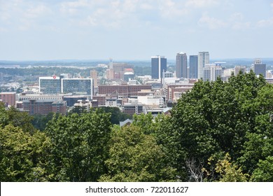 BIRMINGHAM, ALABAMA - JUL 23: View of Birmingham, Alabama, from Vulcan Park, as seen on July 23, 2017.