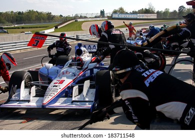 Birmingham Alabama USA - April 10, 2011: 3 Helio Castroneves, Brazil Team Penske Sponsor AAA Insurance, Pit Stop Action