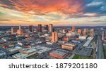 Birmingham, Alabama, USA Downtown Drone Skyline Aerial Panorama.