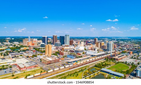 Birmingham, Alabama, USA Downtown Drone Skyline Aerial.