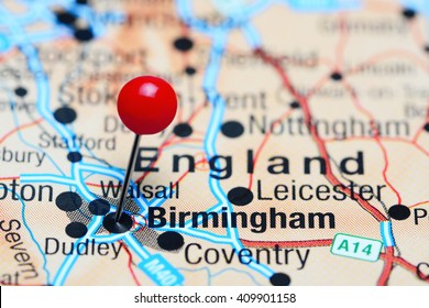 Birmingham Pinned On A Map Of UK
