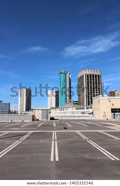 Birmingham skyline from a car park roof.\
Commercial Image.
