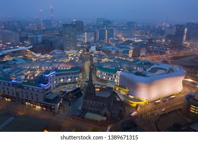 BIRMINGHAM, UK - 2019: Birmingham City UK Aerial View At Night