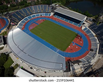 BIRMINGHAM, UK - 2022: Aerial View Of Birmingham 2022 Alexander Stadium For The Commonwealth Games