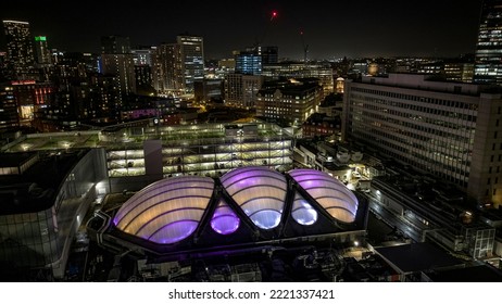 BIRMINGHAM, UK - 2022: Aerial View Off Birmingham Grand Central Railway Station 