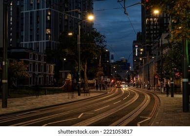 BIRMINGHAM, UK - 2022: Birmingham UK City Centre At Night